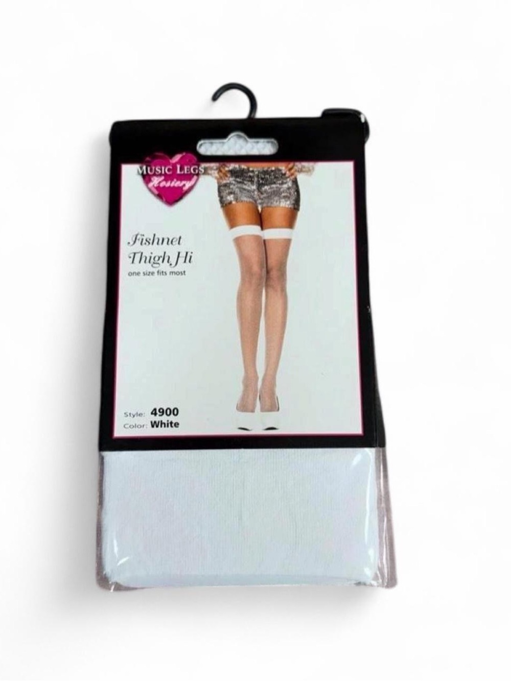 Y2K Deadstock 2000s white tigh high fishnet tights